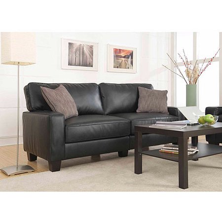 Serta Santa Rosa Collection Bonded Leather Deluxe Sofa Black