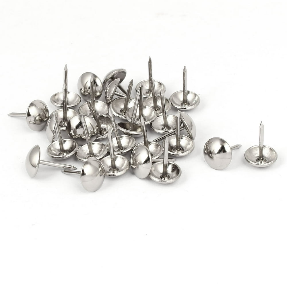 11mm Head Dia 17mm Height Upholstery Nail Thumb Tacks Push Pin Silver