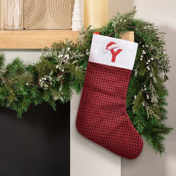 Medias navideñas con colgantes de letras - 26 letras del alfabeto - calcetines grandes festivos para decoraciones de chimenea y regalos