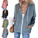 thumbnail image 3 of Sudadera con capucha informal para mujer, manga larga, con cremallera, bolsillo con cordón, ajuste holgado, para exteriores, 3 of 5