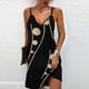 thumbnail image 1 of Vestido sexy informal con tirantes de lunares y escote en V de fibra de poliéster para mujer, 1 of 7