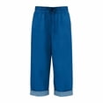 thumbnail image 3 of Lullu Girls High Rise Cropped Pants Casual Straight Leg Loose Comfort Pants, Blue, Sizes 5-14, 3 of 3