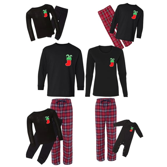 Awkward Styles Family Christmas Pajamas Set Red Naughty Stocking Pocket Matching Sleepwear