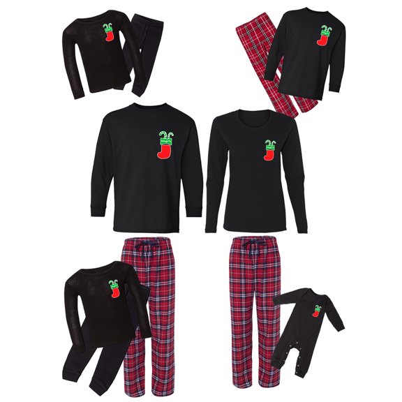 Awkward Styles Family Christmas Pajamas Set Red Naughty Stocking Pocket Matching Sleepwear