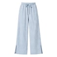 thumbnail image 3 of Women's Striped Wide Leg Pants Elastic Waist Drawstring Casual Pants With Pockets Loose Beach Trousers, 3 of 6