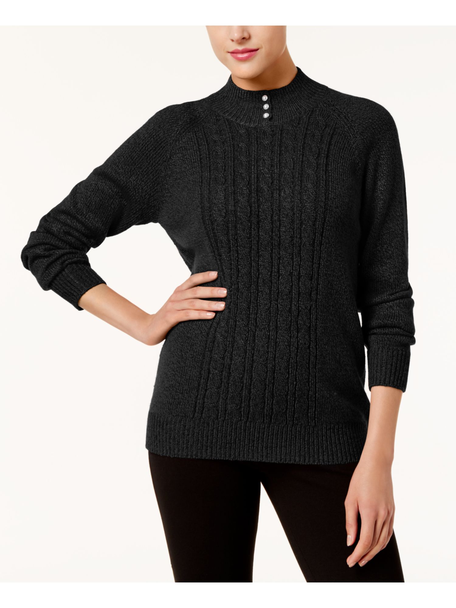 mock turtleneck sweater with back zipper