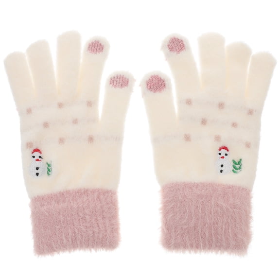 BESTYASH 1 Pair of Thermal Touch Screen Gloves Winter Warm Gloves in White for Outdoor Activities
