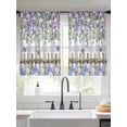 thumbnail image 2 of Spring Purple Flowers Sheer Curtains 45 Inch Length 2 Panels Set Window Treatments, Farmhouse Leaves Fences Gray Plaid Rod Pocket Semi Curtains for Living Room/Bedroom/Kitchen Décor, 104"W x 45"L, 2 of 7