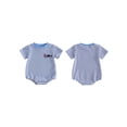 thumbnail image 2 of Cenuakty Baby Boy Romper, 0-18M Short Sleeve Crew Neck Stripes Embroidery Car Summer Bodysuit Clothes for 4th of July, 2 of 9