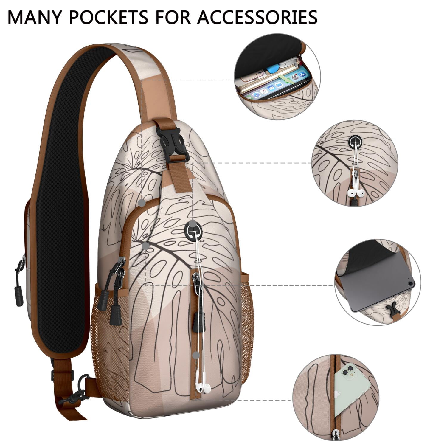 Sports Team Print Sling Backpack with Softball and Volleyball Designs – Lightweight Outdoor Shoulder Bag with Breathable Padding, Reversible Strap, Secure Zippers, Perfect for Kids, Teens,