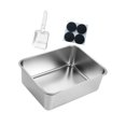 thumbnail image 4 of Caja de arena de acero inoxidable con pala para gatos, inodoro de lado alto, lavabo de limpieza para gatos 45 x 35 x 15 cm, 4 of 8
