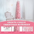 thumbnail image 4 of SESSLIFE 7.5ft Pink Flocked Christmas Tree, Slim Pencil Artificial Tree with 641 Branch Tips, Easy 3-Step Setup Hinged Branches, Flame-Retardant PVC for Indoor Holiday Decor, 4 of 8