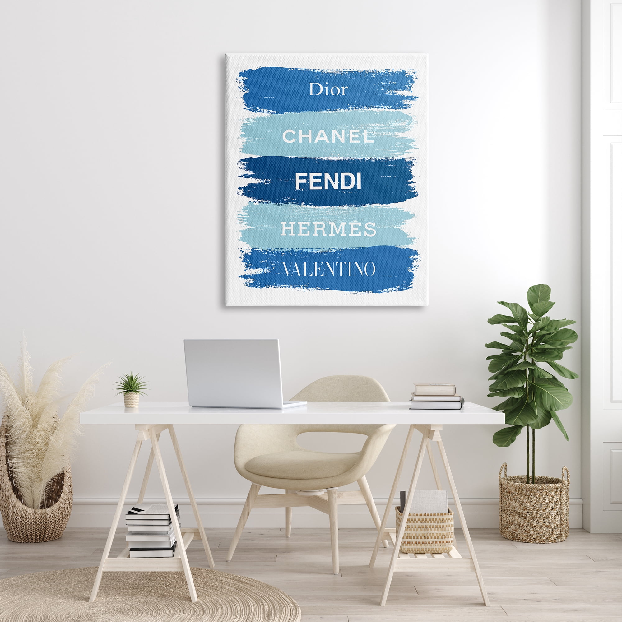 Stupell Industries Blue Denim Brush Strokes Glam Fashion Phrases, 36 x 48, Designed by Martina Pavlova
