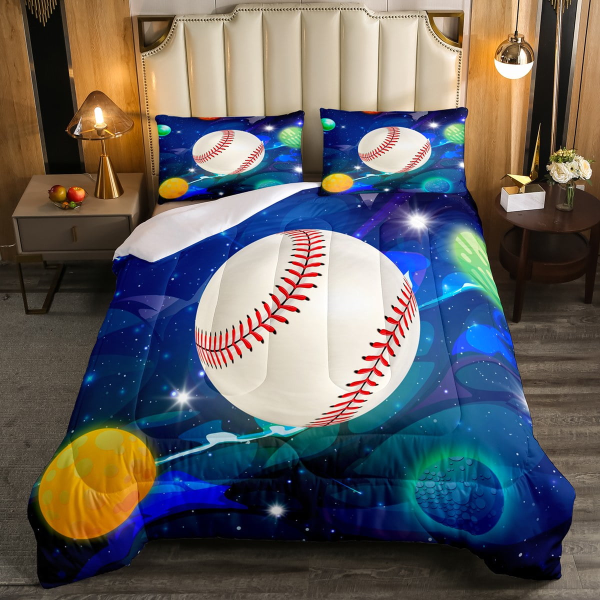 YST Kids Baseball Bedding Set Twin for Boys Sports Comforter Sets for Boys Girls Bedroom Decor 3D Baseball Comforter Set Blue Galaxy Colorful Quilt Bed Set 2Pcs Walmart