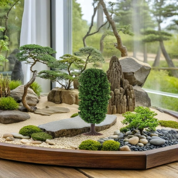 SEWCHICS 5-Pack Colored Plastic Model Trees for Home Decoration, Diorama Scenery, Architectural Models, and Craft Displays