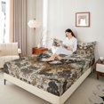 thumbnail image 4 of Homewish Bohemian Moth Animal Twin Sheet Sets, Vintage Damask Flower Twin Fitted Sheet, Tribal Mandala Style Flat Sheet, Breathable Home Decor, 3-Piece, 4 of 7