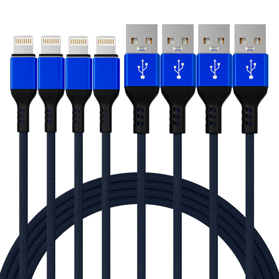 epacks Extra Long Phone Charger [4-Pack 6.6FT] Nylon Braided USB Charge & Sync Cable Cord Compatible with iPhone X Case/8/8 Plus/7/7 Plus/6/6s Plus/5s/5,iPad Mini Case - Blue