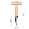 thumbnail image 2 of Dibbler de cerdas de acero inoxidable con mango de madera, Herramienta para perforar agujeros de jardín para plantar semillas y bulbos, Maceta de mano para plantar flores, tulipanes, narcisos, dalias ShuxiuWang 1327533073950, 2 of 4