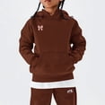 thumbnail image 5 of CPNG Girls 2 Piece Outfits Football Bow Print Long Sleeve Hoodie with Matching Jogger Pants Kids Loose Casual Sweatsuit Set, 5 of 5