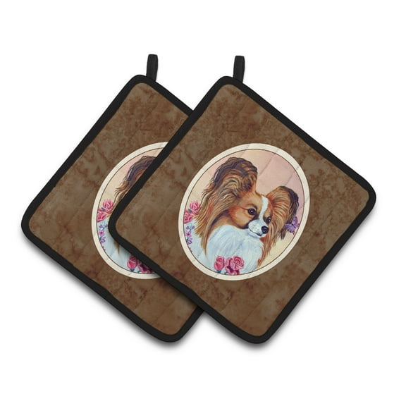 Carolines Treasures 7237PTHD Papillon Pair of Pot Holders , 7.5HX7.5W, multicolor