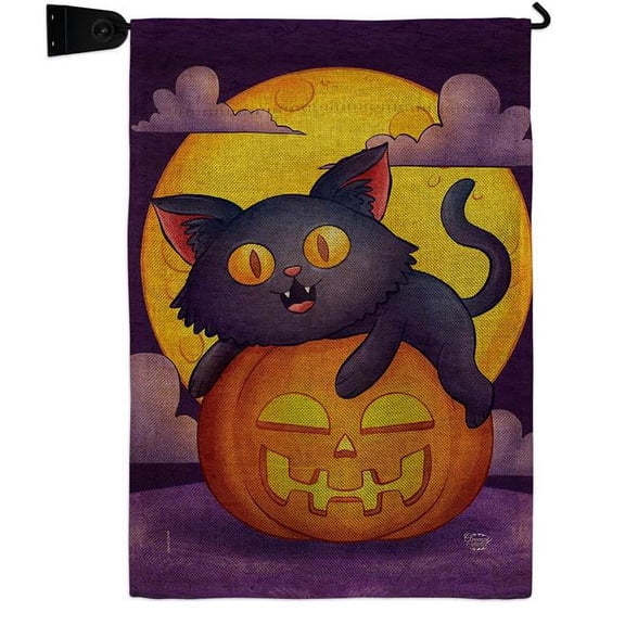 Ornament Collection GS190170-DB-04 Halloween Kitty Falltime 13 x 18.5. in. Double-Sided Decorative Vertical House Garden Flag Set for Decoration Banner Yard Gift