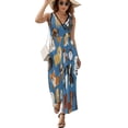 thumbnail image 2 of Animal Dog Cute Paw Print Dress Summer Street Style Bohemia Long Dresses Female Sleeveless Printed Maxi Dress, 2 of 9