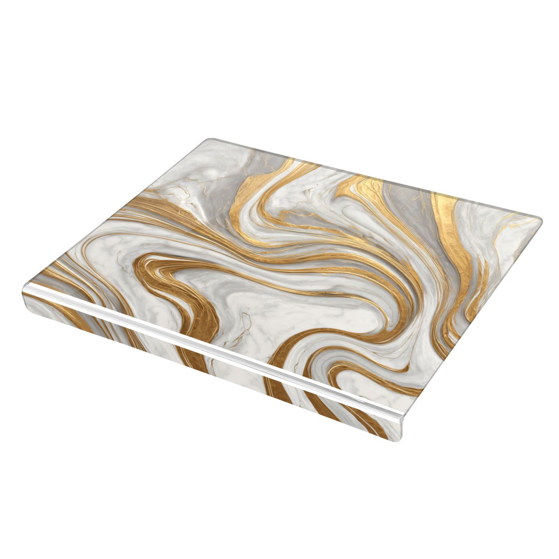 13.4" x 16.5" Food-Grade Acrylic Cutting Board Non-Slip Kitchen Chopping Board Gold and White Marble