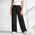 thumbnail image 4 of ITSAME Girls Wide Leg Cargo Pants Elastic Waist Multi-Pocket Loose Fit Kids Full Length Casual Pants Black Size 13-14, 4 of 5