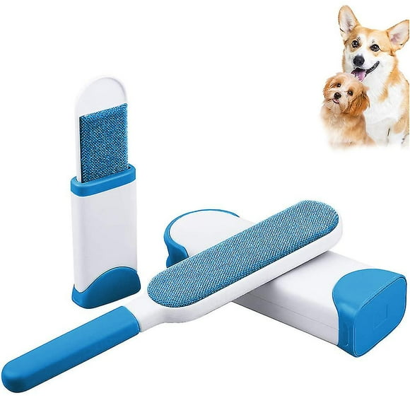 Juego de 2 piezas de cepillo quitapelos para mascotas de doble cara: cepillo para quitar pelos y pelusas con base autolimpiante, quitapelos para perros y gatos para muebles, sofás y alfombras