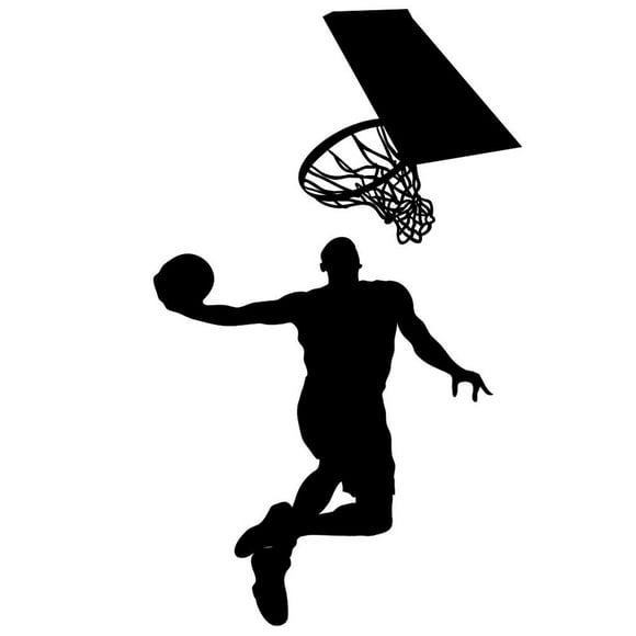 BooDecal Vinyl Basketball Players Slam Dunk Silhouette with Basketball and Basketry Wall Decals Stickers Murals for Fatheads Kids Teens Boys Rooms 16 Inches x 27.5 Inches