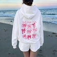 thumbnail image 4 of Multiple Bow Scripture Print Hoodie Women's Oversized Drawstring Pullover Sweatshirt for Fall Winter Casual Outfits, 4 of 9