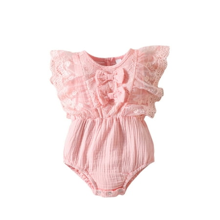 

Coduop Baby Infant Toddler Girls Casual Romper Lace Ruffled Sleeveless Playsuit One-Piece Bodysuit