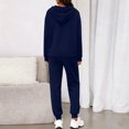thumbnail image 4 of Women's Fashion Casual Solid Color Loose Hooded Sweatshirt Suit, Comfortable and Trendy for Casual Outings and Sportswear,Navy,L, 4 of 6