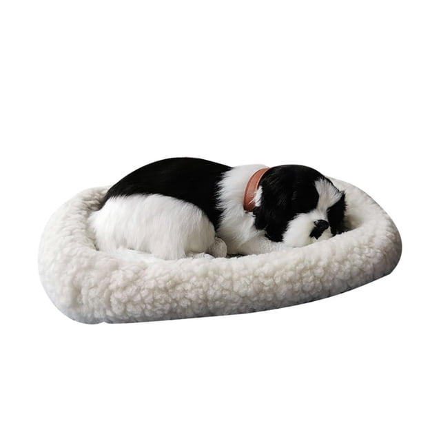 Realistic Sleeping Plush Breathing Cat Furry Dog With Mat Creative Animals Decor