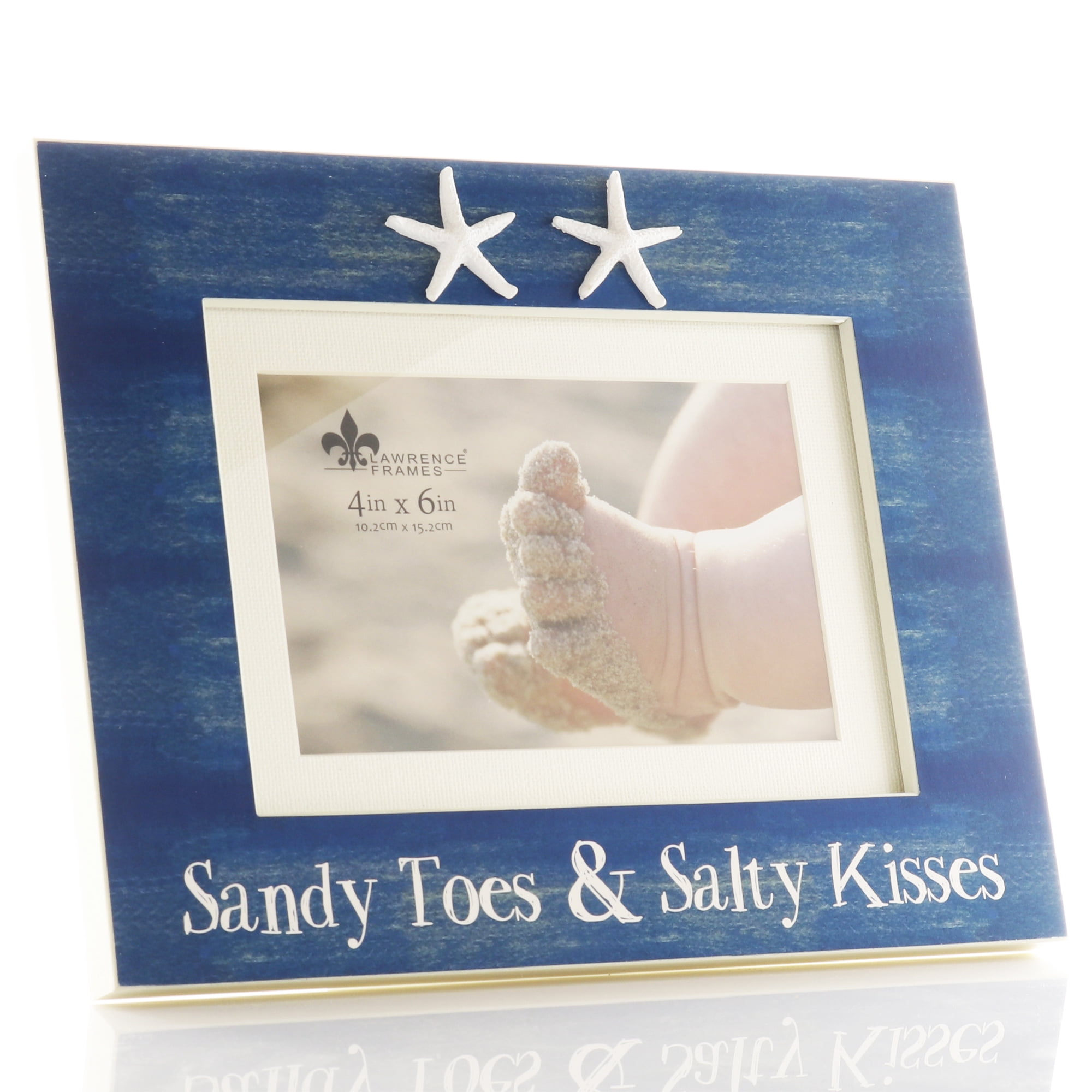 4x6 or 5x7 Sandy Toes and Salty Kisses Beach Picture Frame - Shell Design