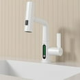 thumbnail image 6 of Pull-Out Lift LED Temperature Digital Display Bathroom Basin Faucet, Single Handle 360° Rotatable Waterfall 3-in-1 Basin Tap with Adjustable Height, 6 of 7