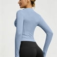 thumbnail image 5 of Dwellite Women's Cropped Lightweight Stretchy Running Track Jackets Zip Up Long Sleeve Quick Dry Athletic Yoga Tops with Thumb Holes 2026 Sky Blue 2XL, 5 of 7