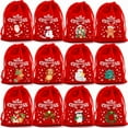 thumbnail image 5 of 12pcs Plush Christmas Drawstring Bags For Small Gifts And DIY Crafts, Perfect For Holiday Parties And Family Gatherings, 5 of 5