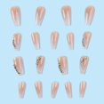 thumbnail image 4 of FCOGIN Long Coffin, 24 Pieces, Pink, White, Gradient, Rhinestone, Acrylic False Nail, Press on Nail, 4 of 6