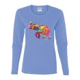 thumbnail image 2 of Colorful Walking Good Luck Elephant Animal Lover Womens Graphic Long Sleeve T-Shirt, Light Blue, X-Large, 2 of 3