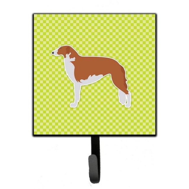 Borzoi Russian Greyhound Checkerboard Green Leash or Key Holder