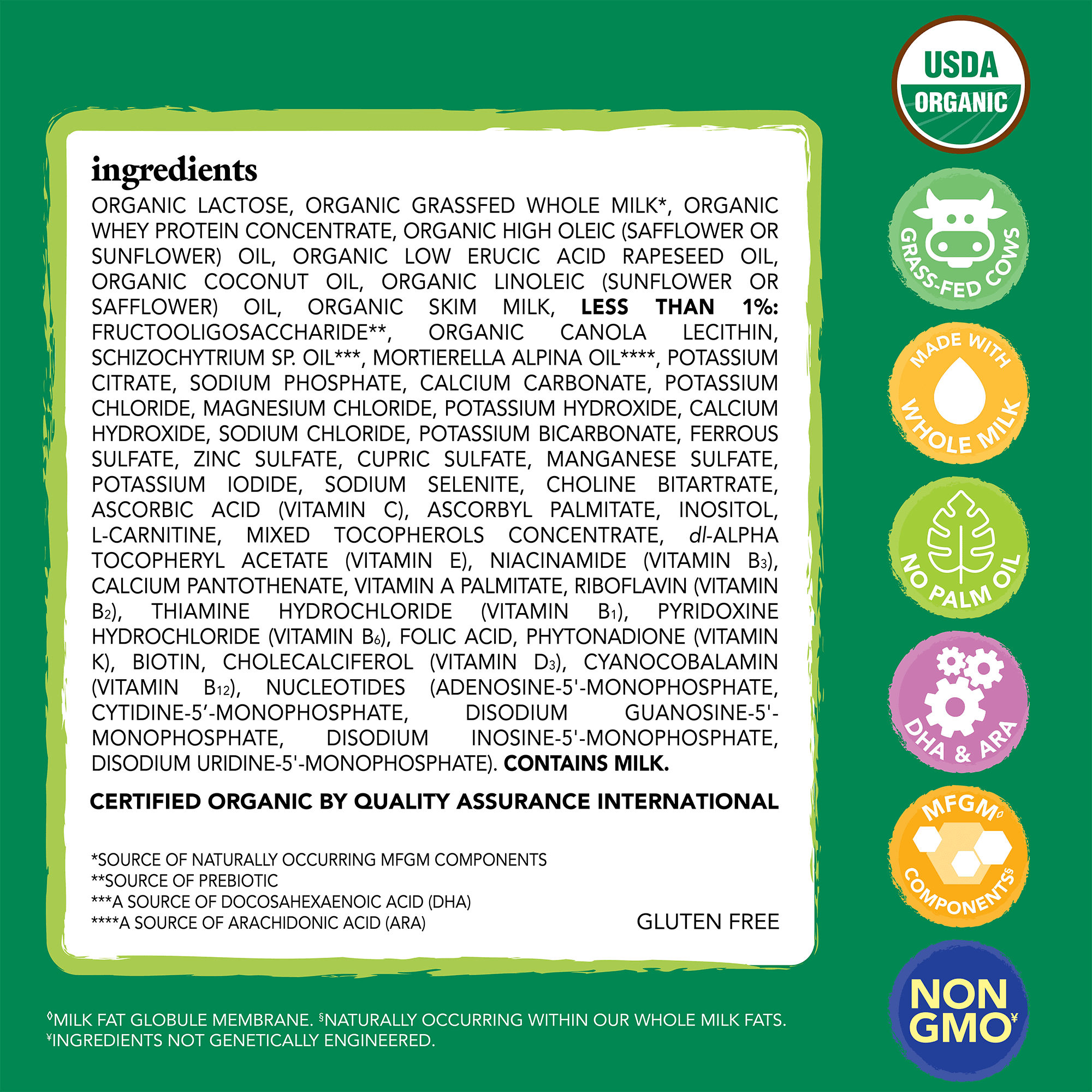 Parent’s Choice Organic Whole Milk Infant Formula Powder with Iron, Prebiotics & DHA, European Inspired, 28.2 OZ, 800 g