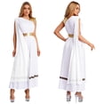 thumbnail image 6 of Hansber Women Ancient Greek Princess Roman Toga Dress One Shoulder Full Length Praise Dance Tunic Dress White 3XL, 6 of 7