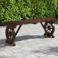thumbnail image 1 of Costway Patio Rustic Wood Bench with Wagon Wheel Base Slatted Seat Design 710 LBS Max Load, 1 of 9