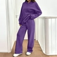thumbnail image 4 of Huankd Sweatsuits Women 2 Piece Outfit Fleece Oversized Hoodie Wide Leg Sweatpants Track Suits Matching Lounge Pants Sets Purple L, 4 of 7