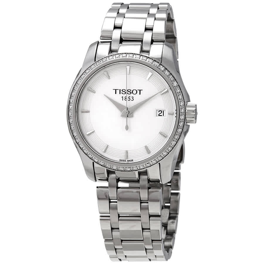 Tissot - Tissot T-Trend Couturier White Dial Diamond Ladies Watch T035 ...