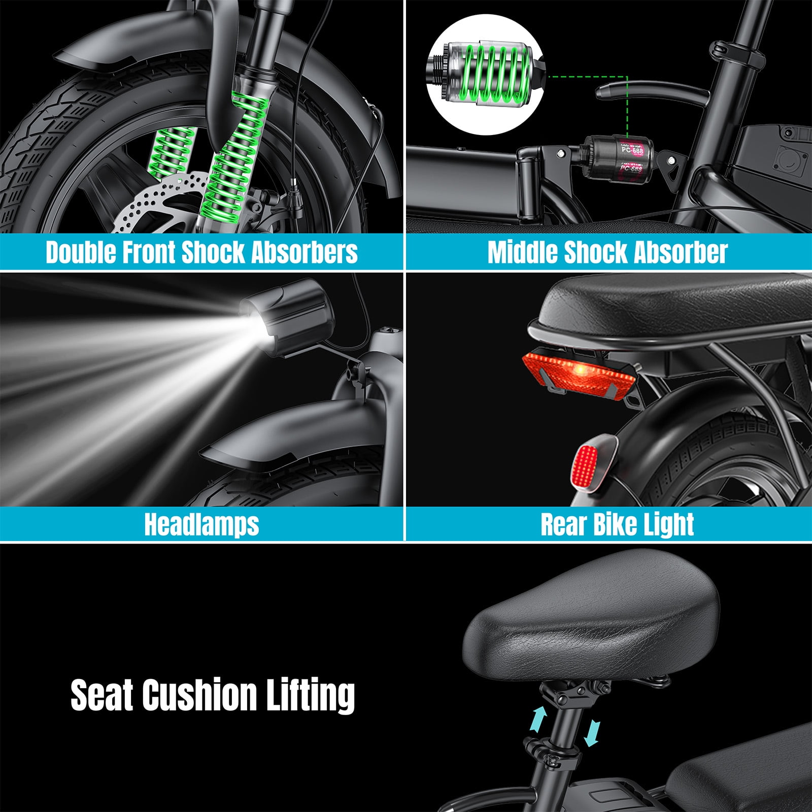 14 Inch Folding Electric Bikefor Adults And Teens, 500W Motor, 22.8 MPH Max Speed,21MPH Folding Electric Bike