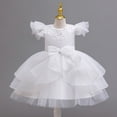 thumbnail image 4 of Lace Flower Sleeveless Gown Dress with Bow Decoration for Girls, Kids Wedding Bridesmaid Pageant Party Formal Long Gown Princess Tulle Floral Embroidery Girl Birthday Party Dresses - 2-10T, 4 of 7