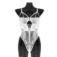thumbnail image 3 of Lencería delgada para mujer Ropa de dormir sexy para mujer Body de encaje con tiras, S, Blanco Inevent XX000067-01, 3 of 7