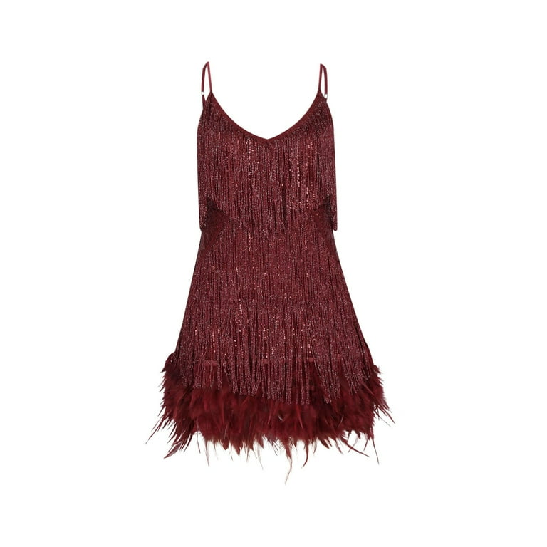 strapless open back dress Starlit Red Fringe Mini Dress Limited Edition, S main image 1
